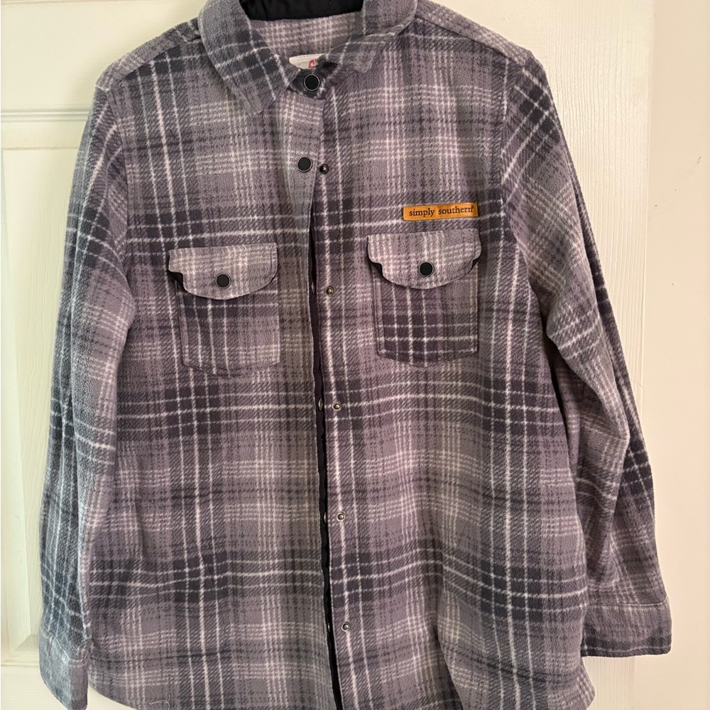 Simply Southern Black and Gray Plaid Shirt